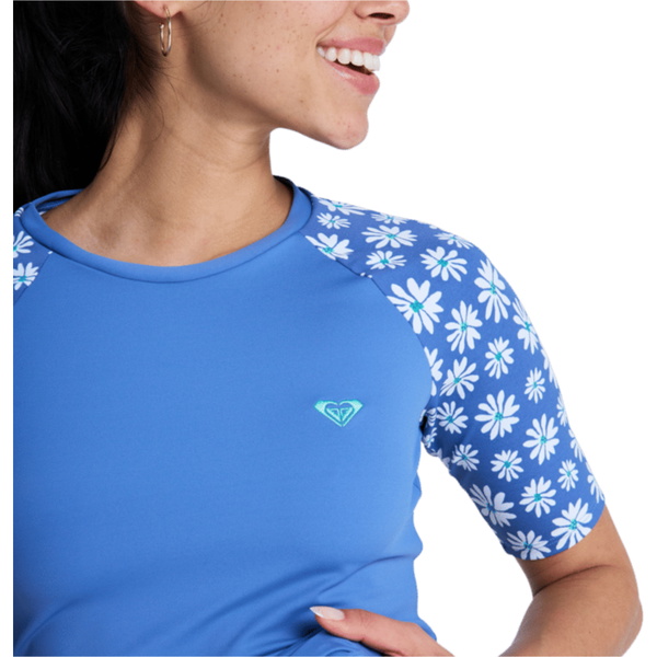 2026 Roxy Mujer El Chaleco Clásico De Manga Corta De Licra ERJWR03899 - Dutch Blue Flower Soul Small